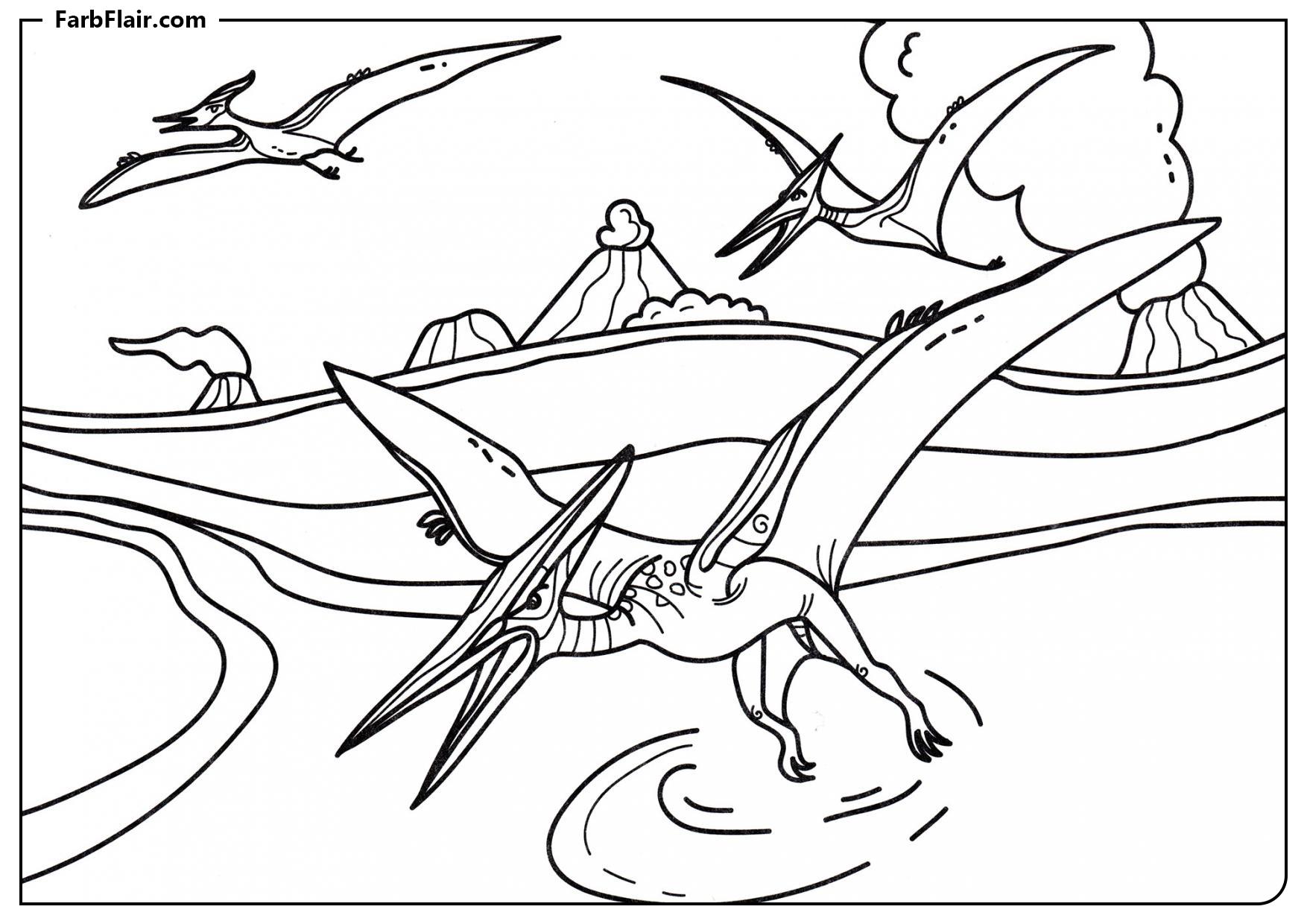 Ausmalbild Pterodactyl Kostenloses