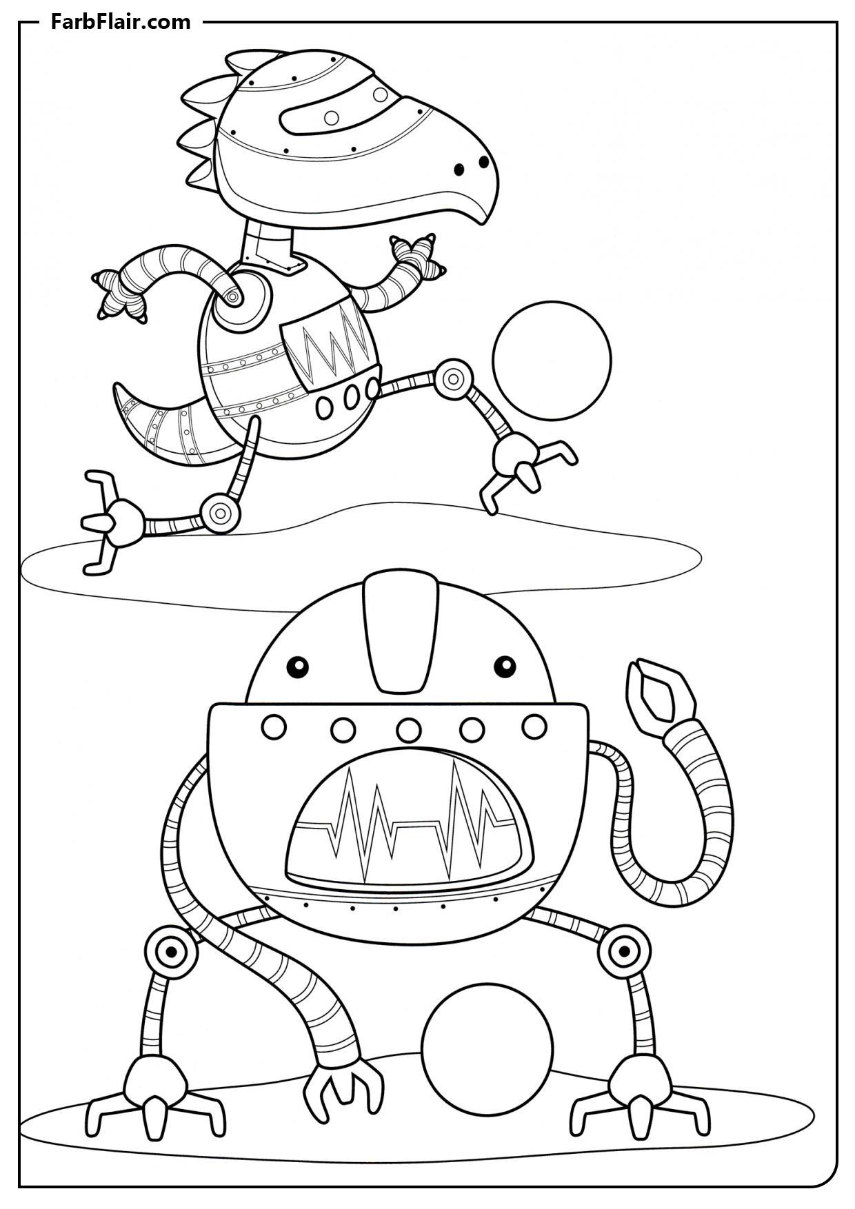 Ausmalbild Roboter spielen Ball Kostenloses