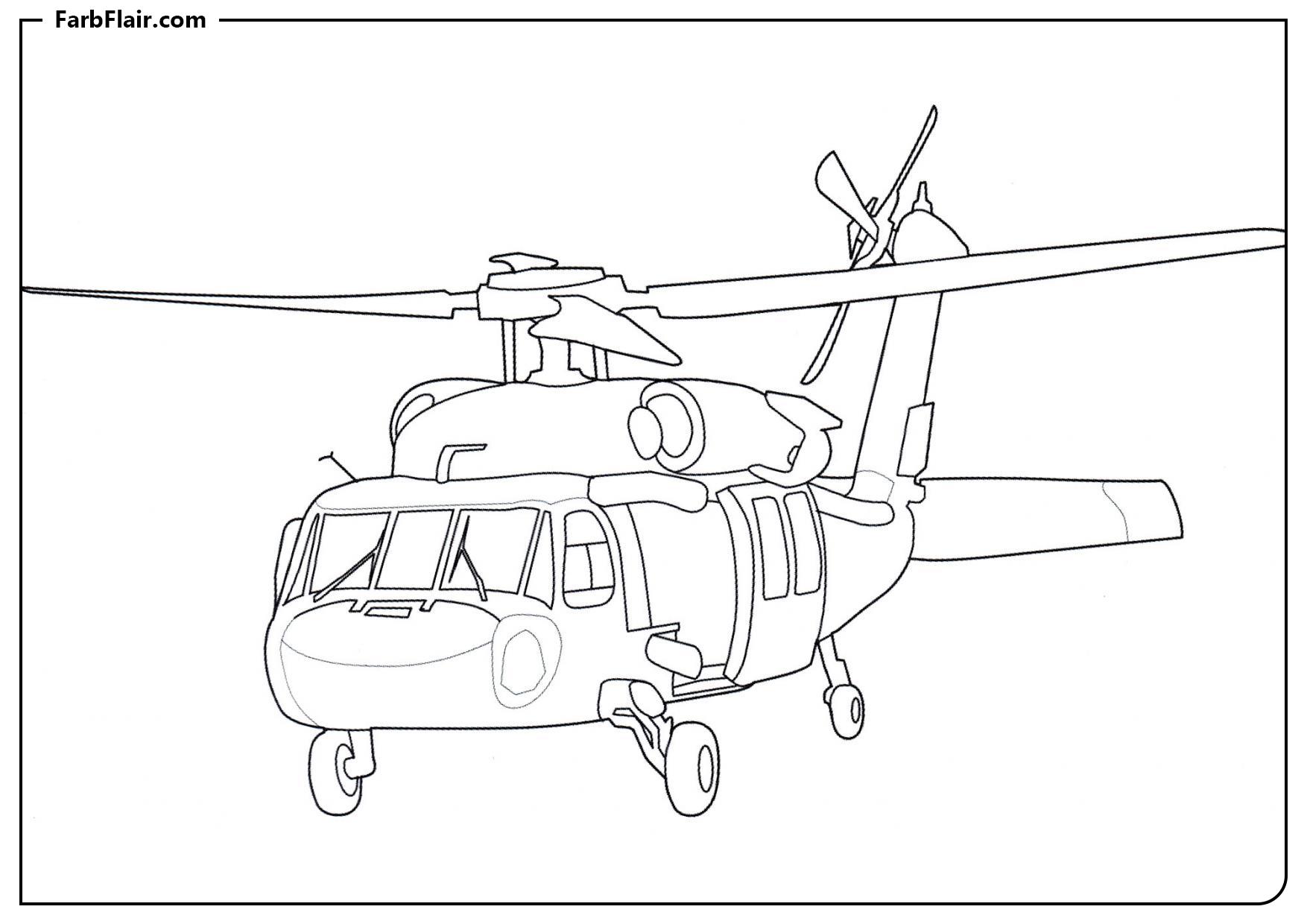 Ausmalbild S-70 Black Hawk Kostenloses