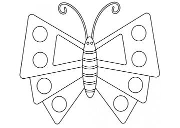 Ausmalbild Schmetterling mit dreieckigen Flügeln