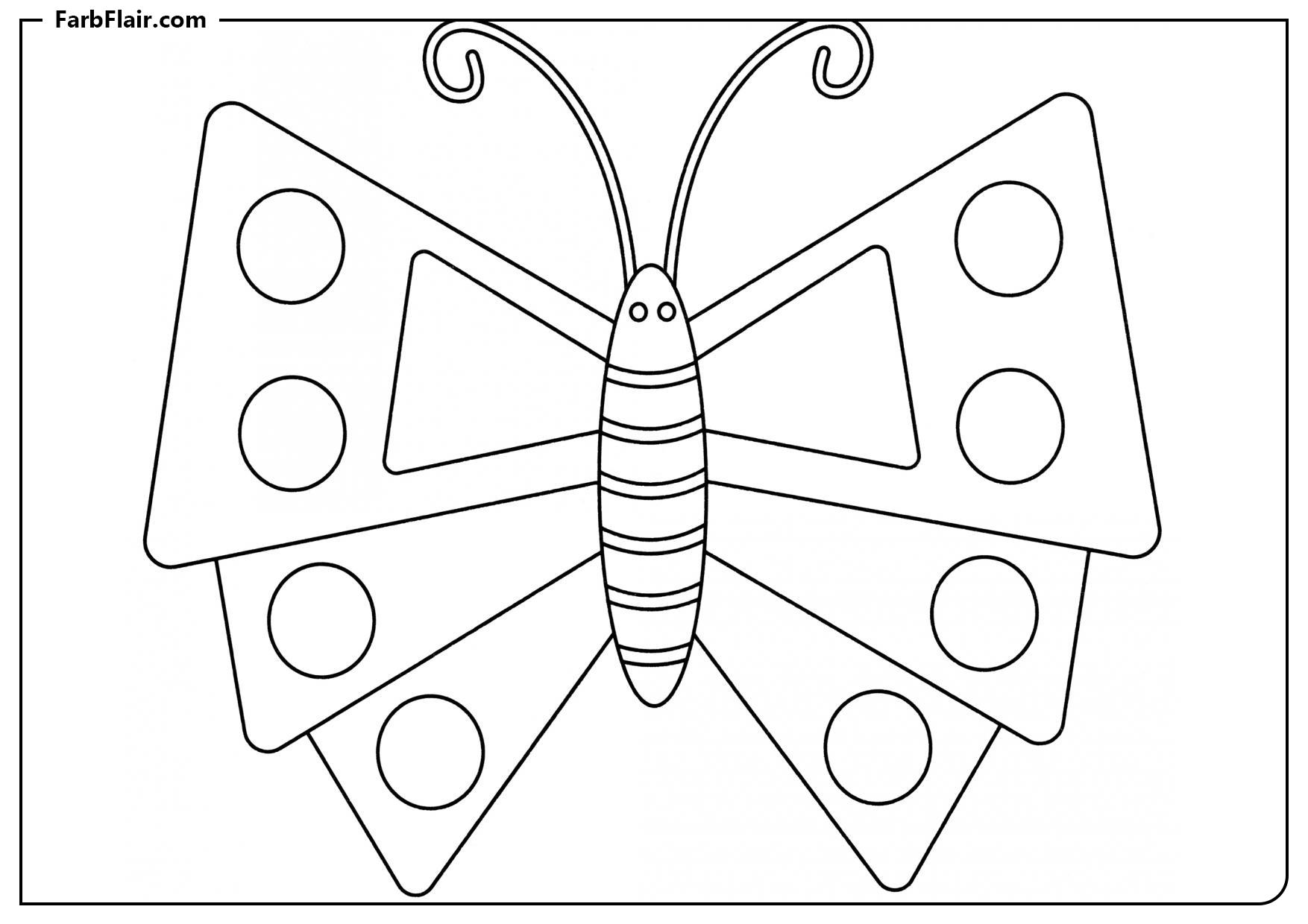 Ausmalbild Schmetterling mit dreieckigen Flügeln Kostenloses