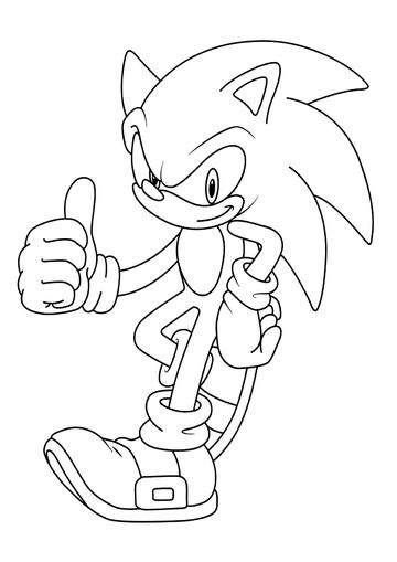 Ausmalbild Sonic zeigt den Daumen hoch