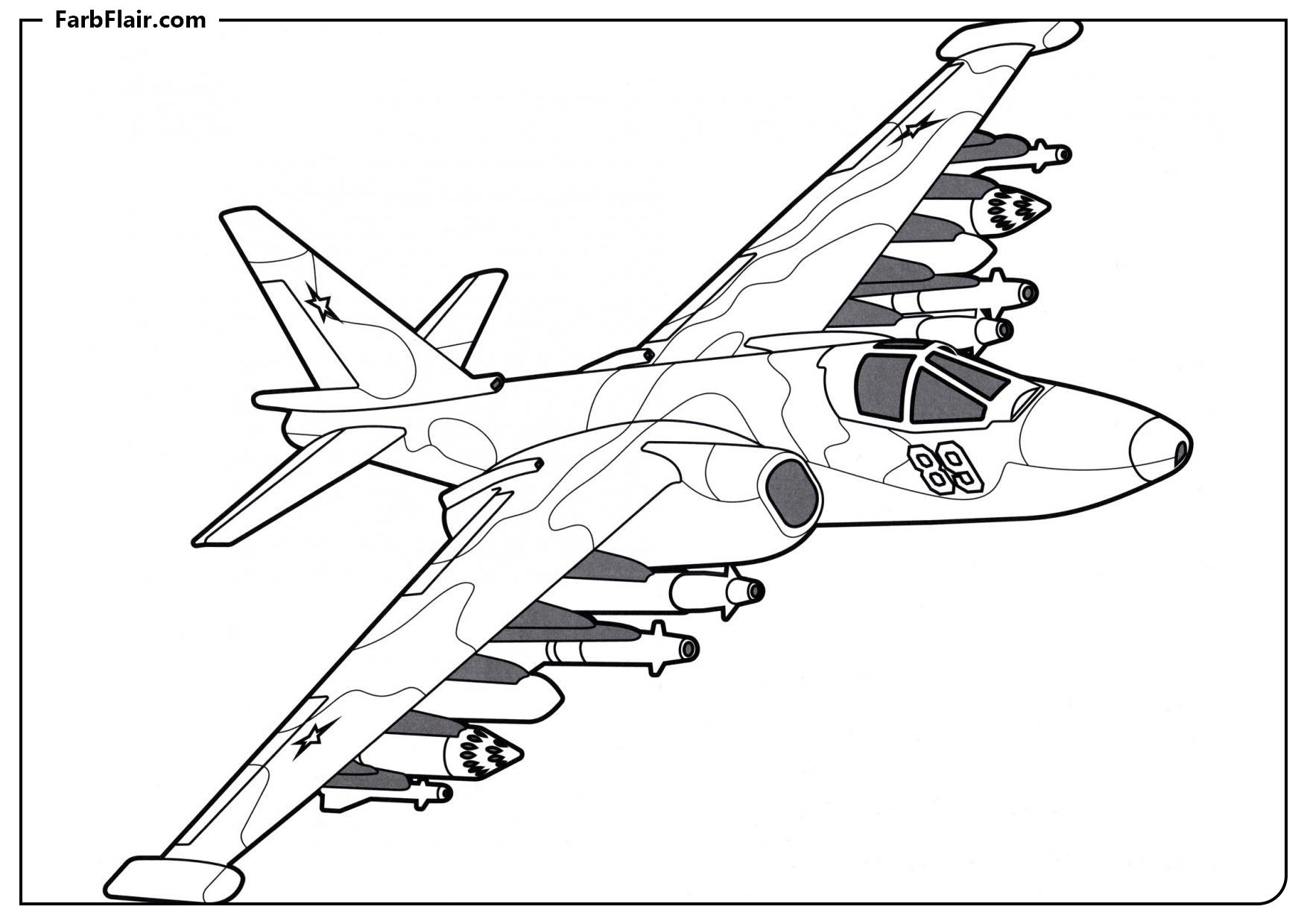 Ausmalbild Su-25 Graugans Kostenloses