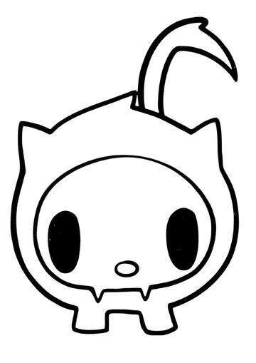 Ausmalbild Tokidoki Katze Skelettrino