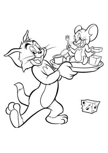 Ausmalbild Tom möchte Jerry essen