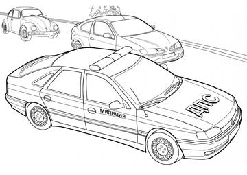 Ausmalbild Verkehrspolizei Auto