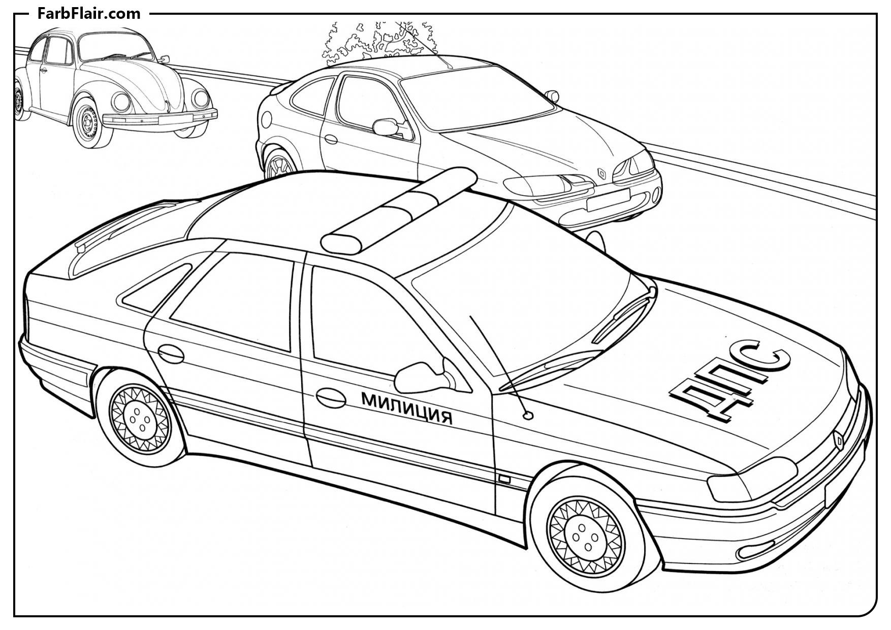 Ausmalbild Verkehrspolizei Auto Kostenloses