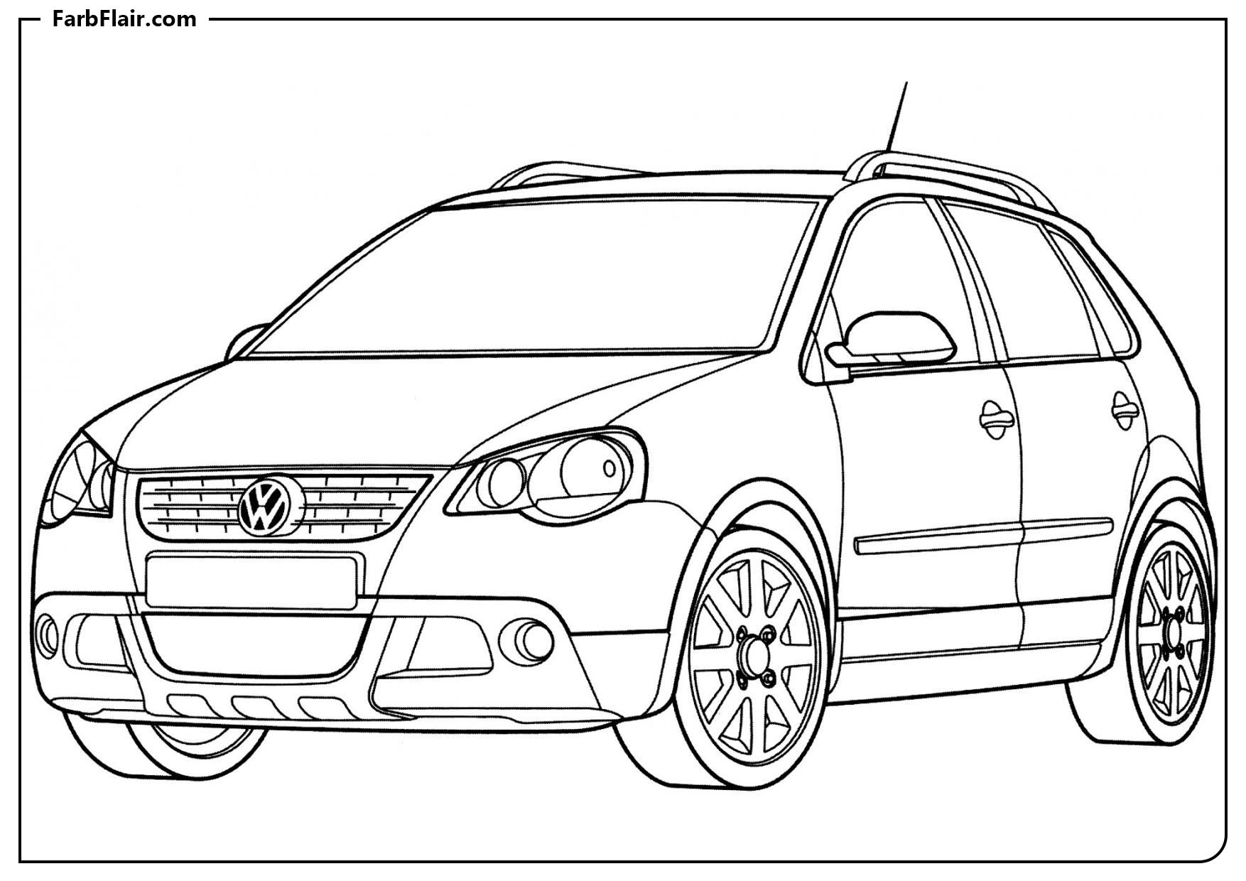 Ausmalbild Volkswagen CrossPolo Kostenloses