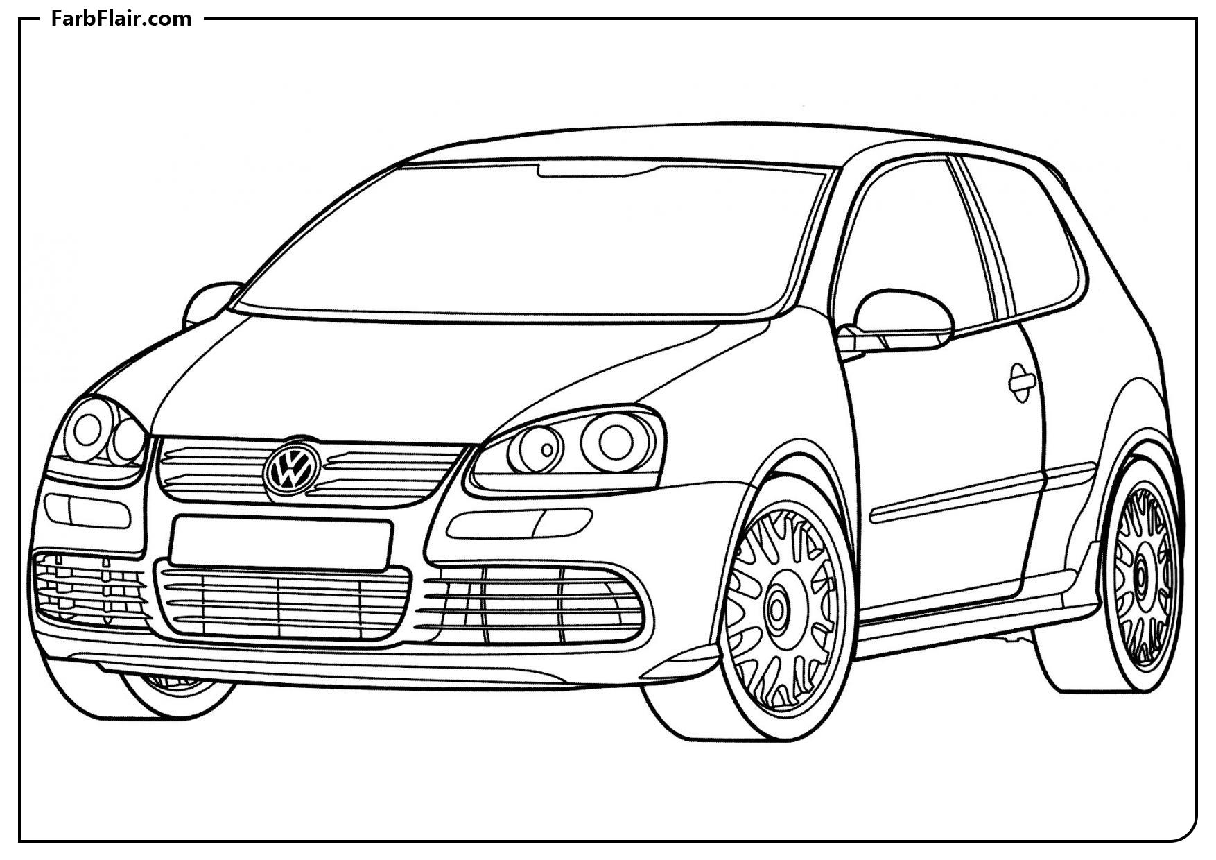 Ausmalbild Volkswagen Golf Kostenloses