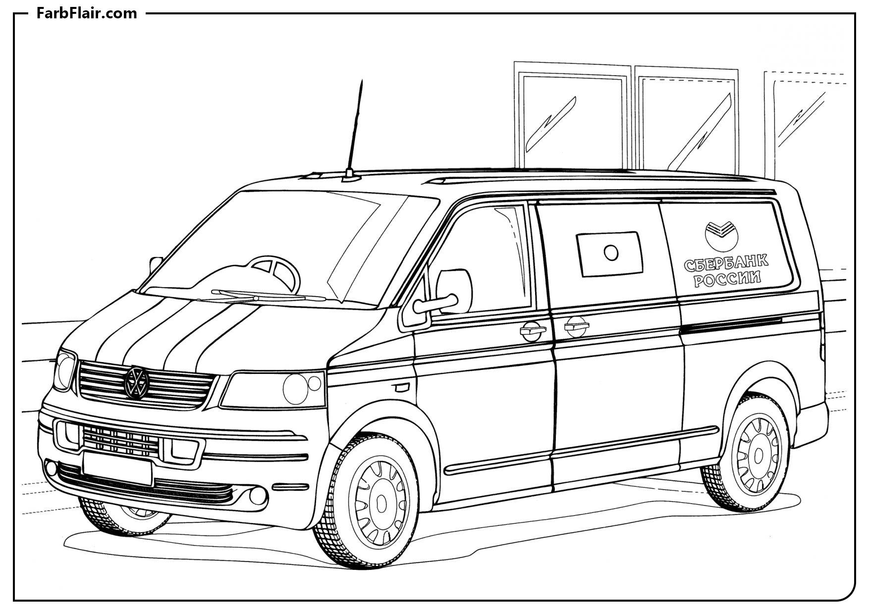 Ausmalbild Volkswagen Transporter Kostenloses