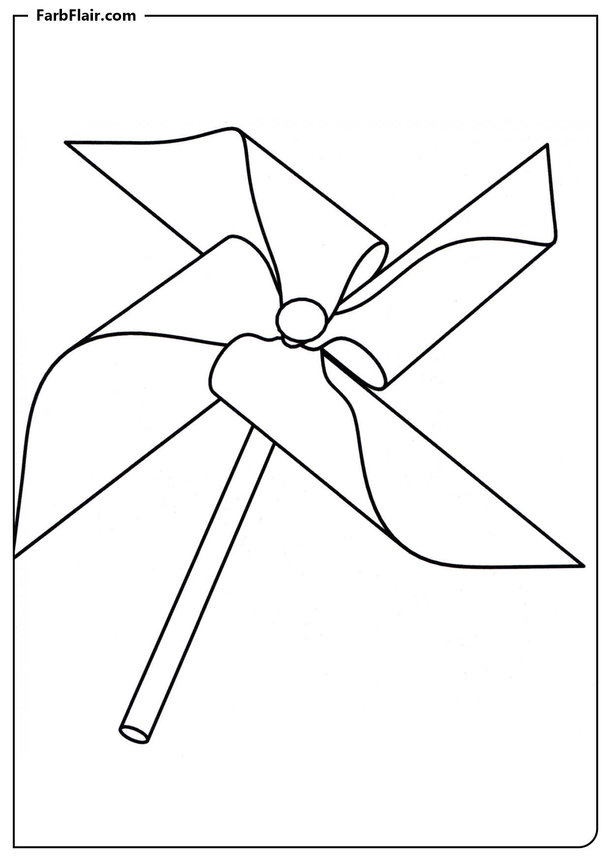 Ausmalbild Windrad am Stab Kostenloses