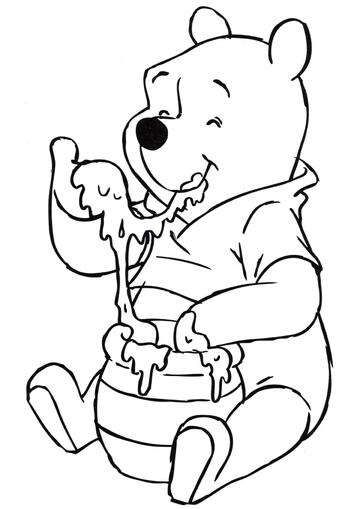 Ausmalbild Winnie the Pooh isst Honig