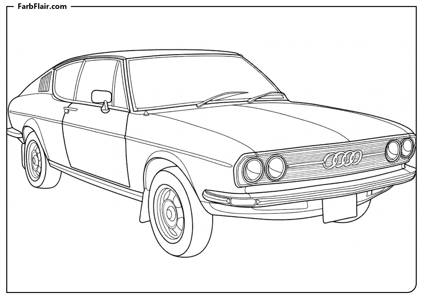 Ausmalbild Audi 100 Coupe S 1974 Kostenloses