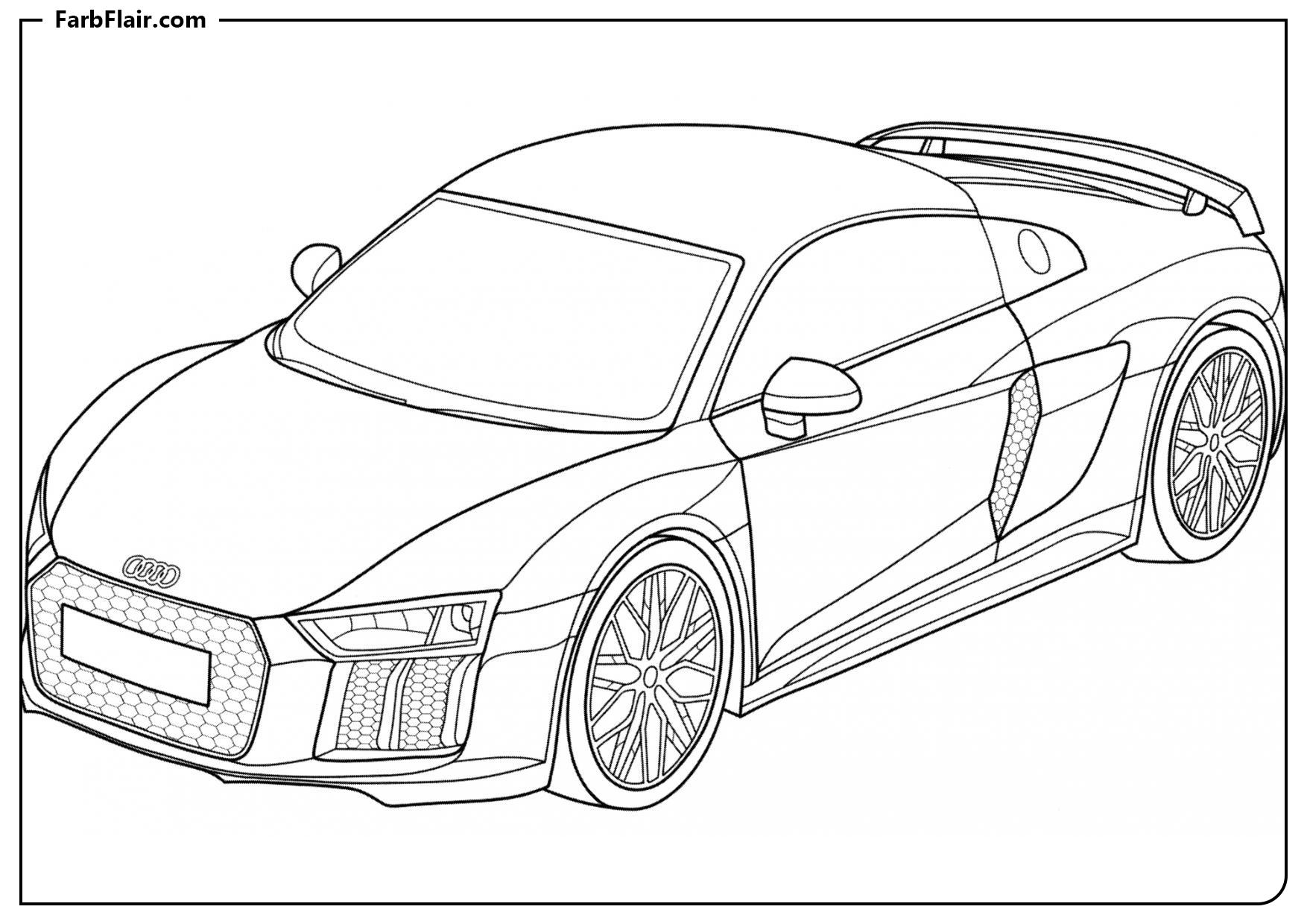 Ausmalbild Audi R8 Modell Kostenloses