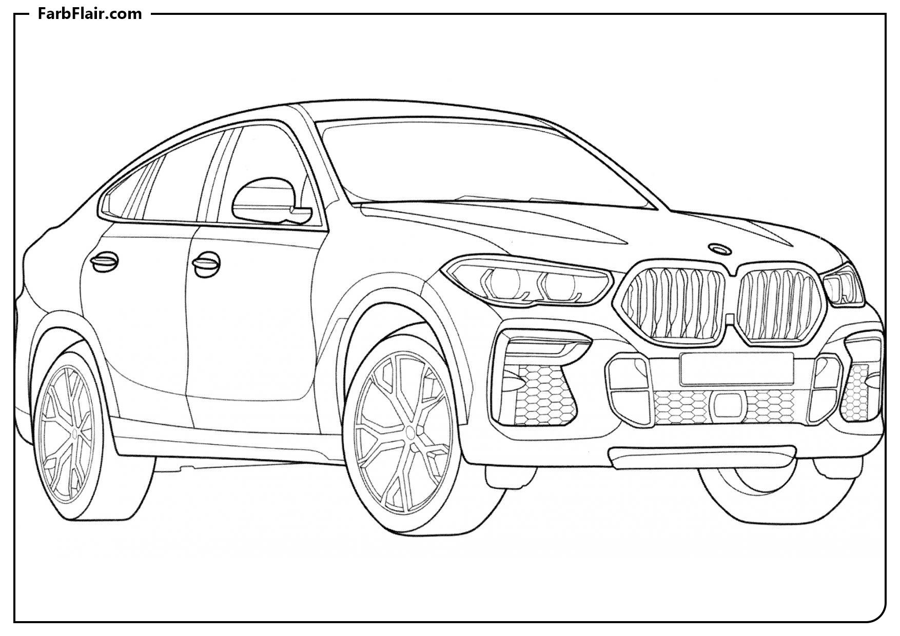 Ausmalbild BMW X6 Modell Kostenloses