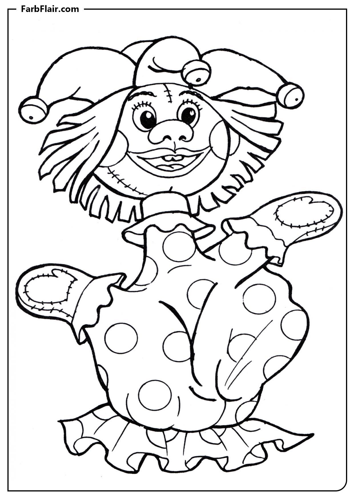 Ausmalbild Clown-Puppe Kostenloses