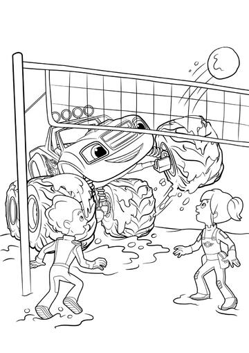 Ausmalbild Flash spielt Volleyball