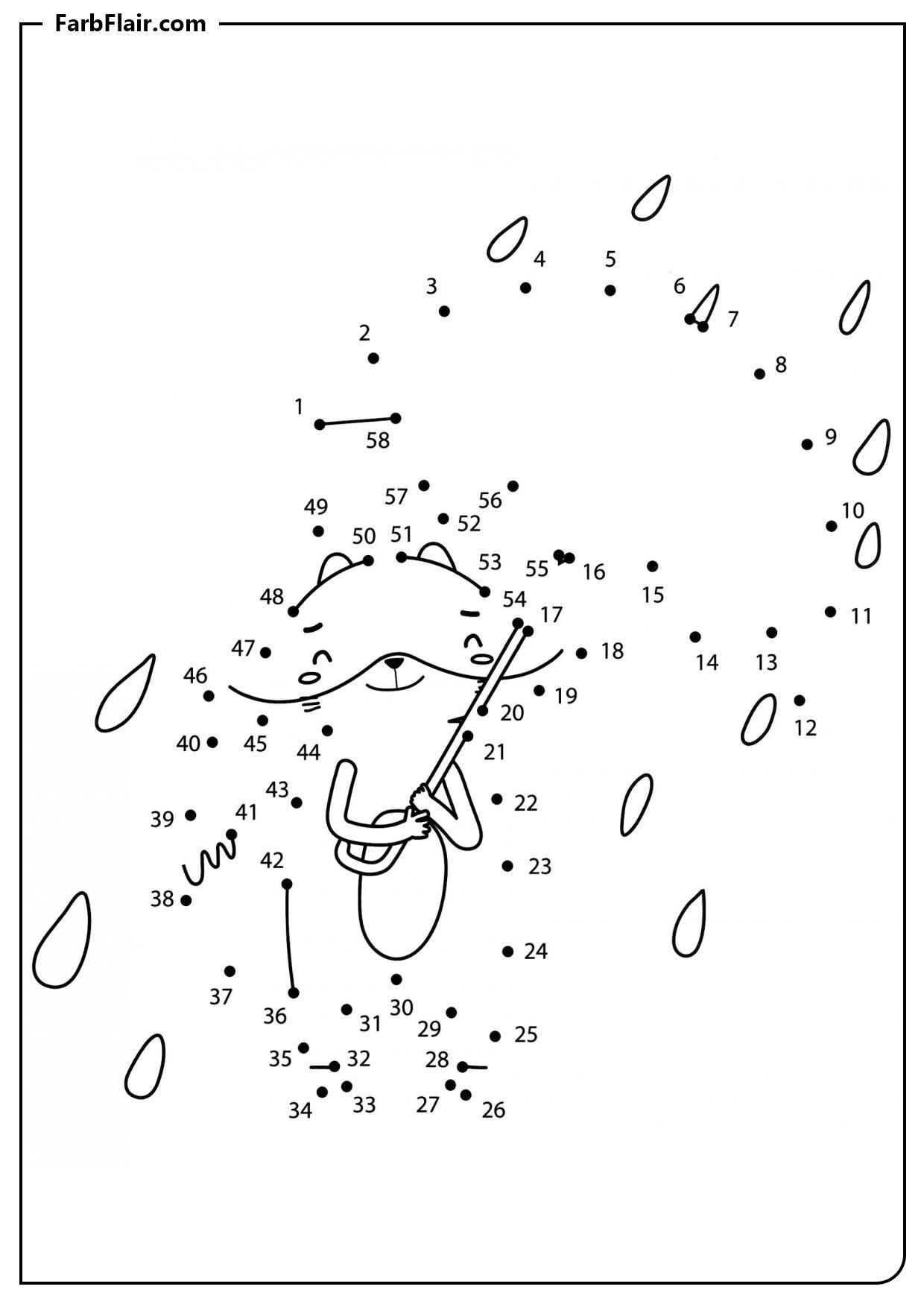 Ausmalbild Füchsen unter dem Regenschirm Kostenloses