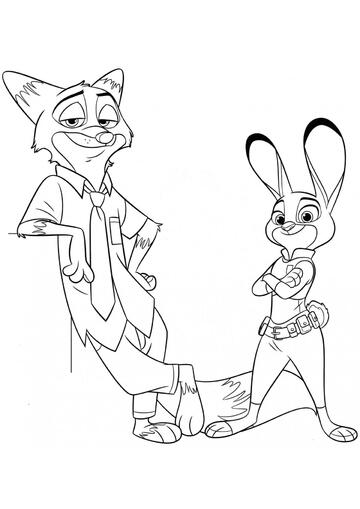 Ausmalbild Judy und Nick