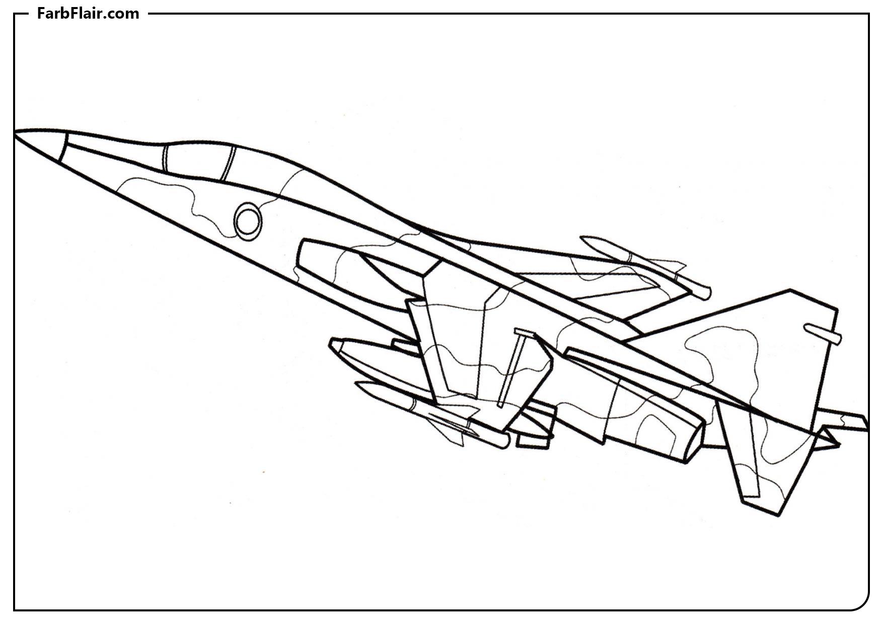 Ausmalbild Kampfflugzeug F-1 Kostenloses