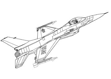 Ausmalbild Kampfflugzeug F-16C