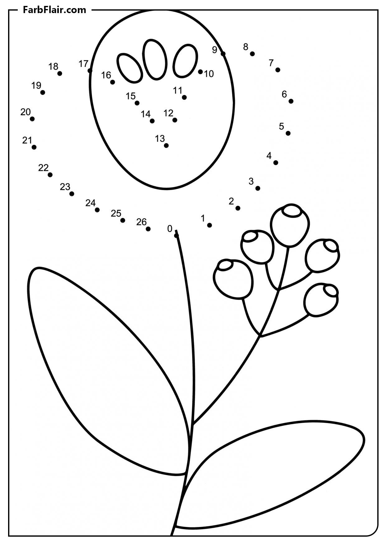 Ausmalbild Magische Blume mit Beeren Kostenloses