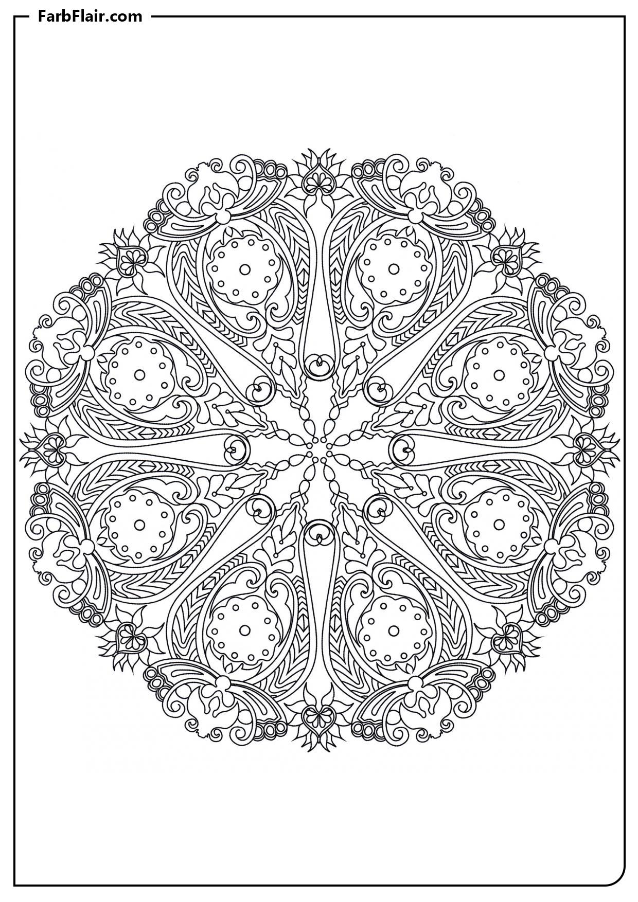 Ausmalbild Mandala Abendwiese Kostenloses