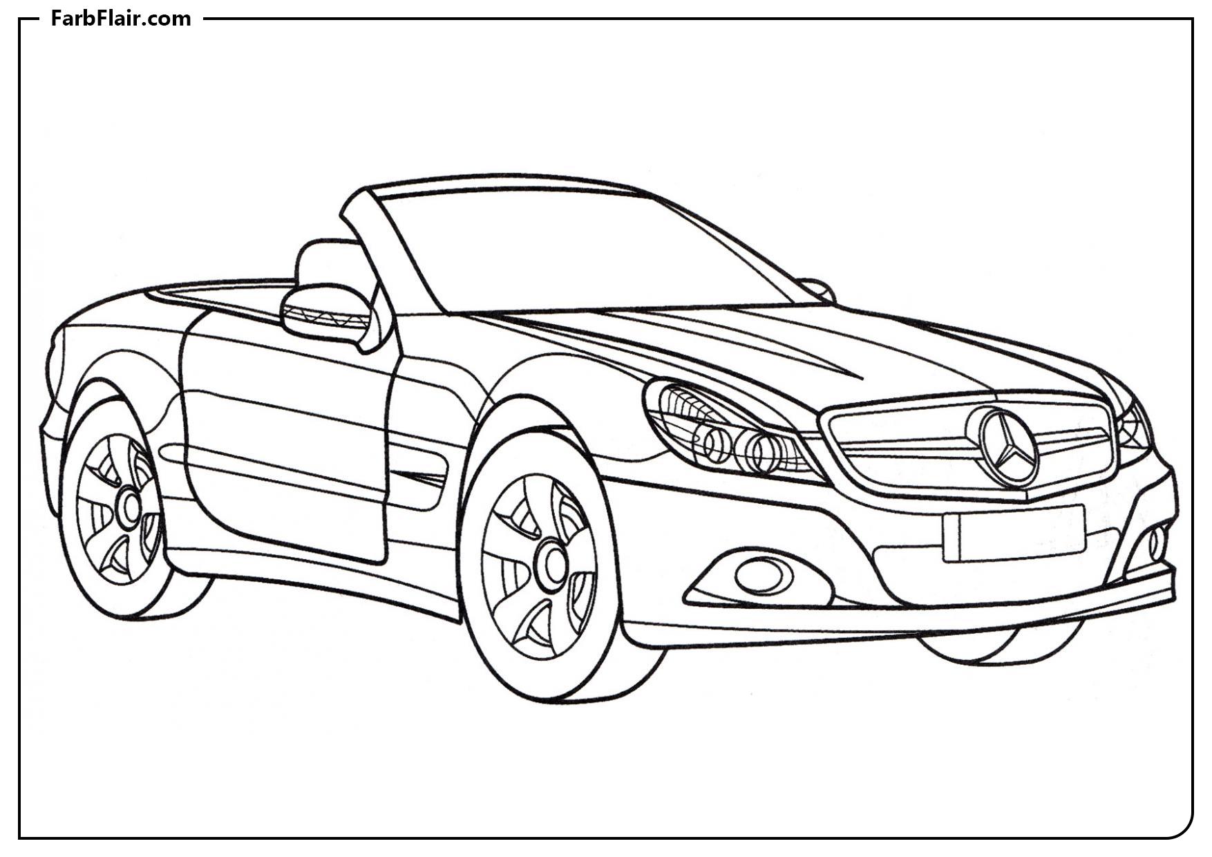 Ausmalbild Mercedes SL 500 Kostenloses