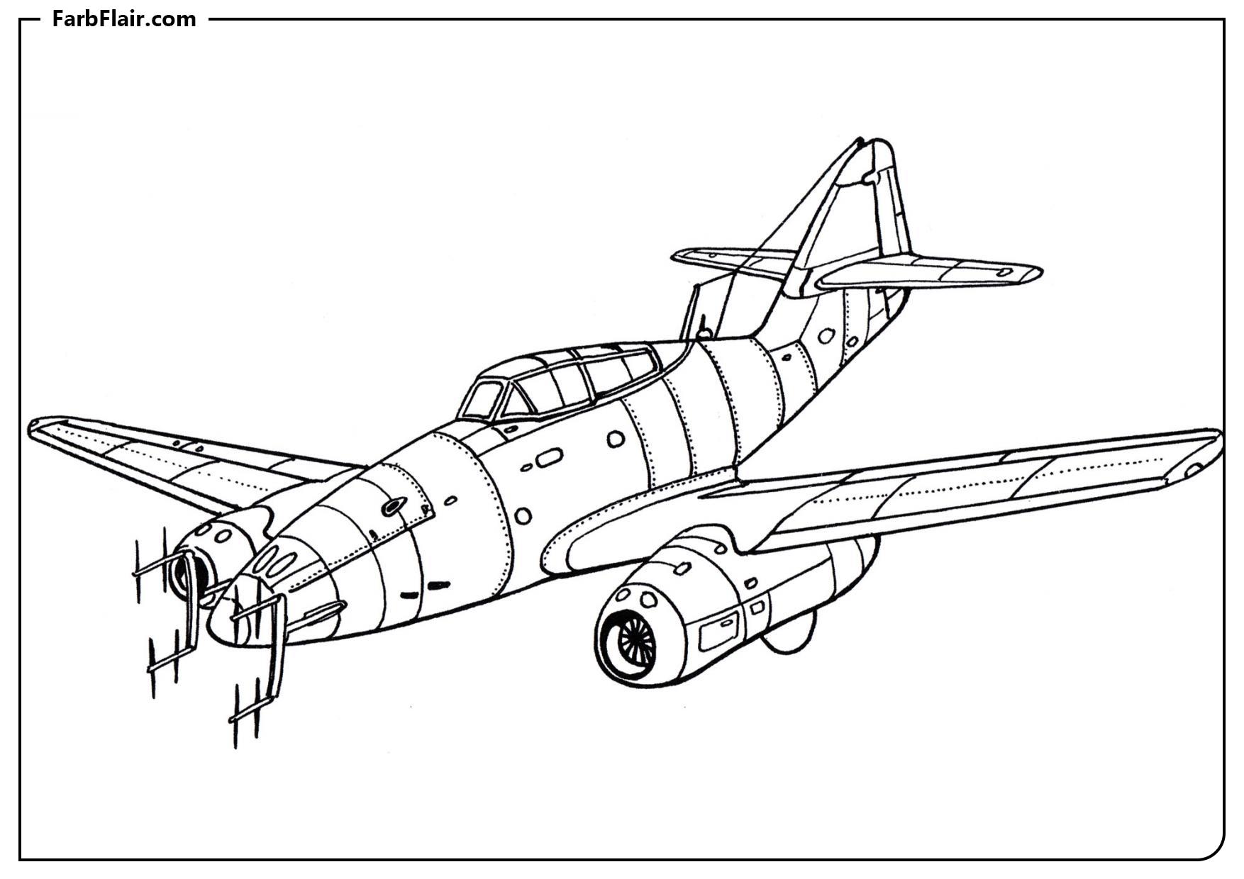 Ausmalbild Messerschmitt Me 262 Kostenloses