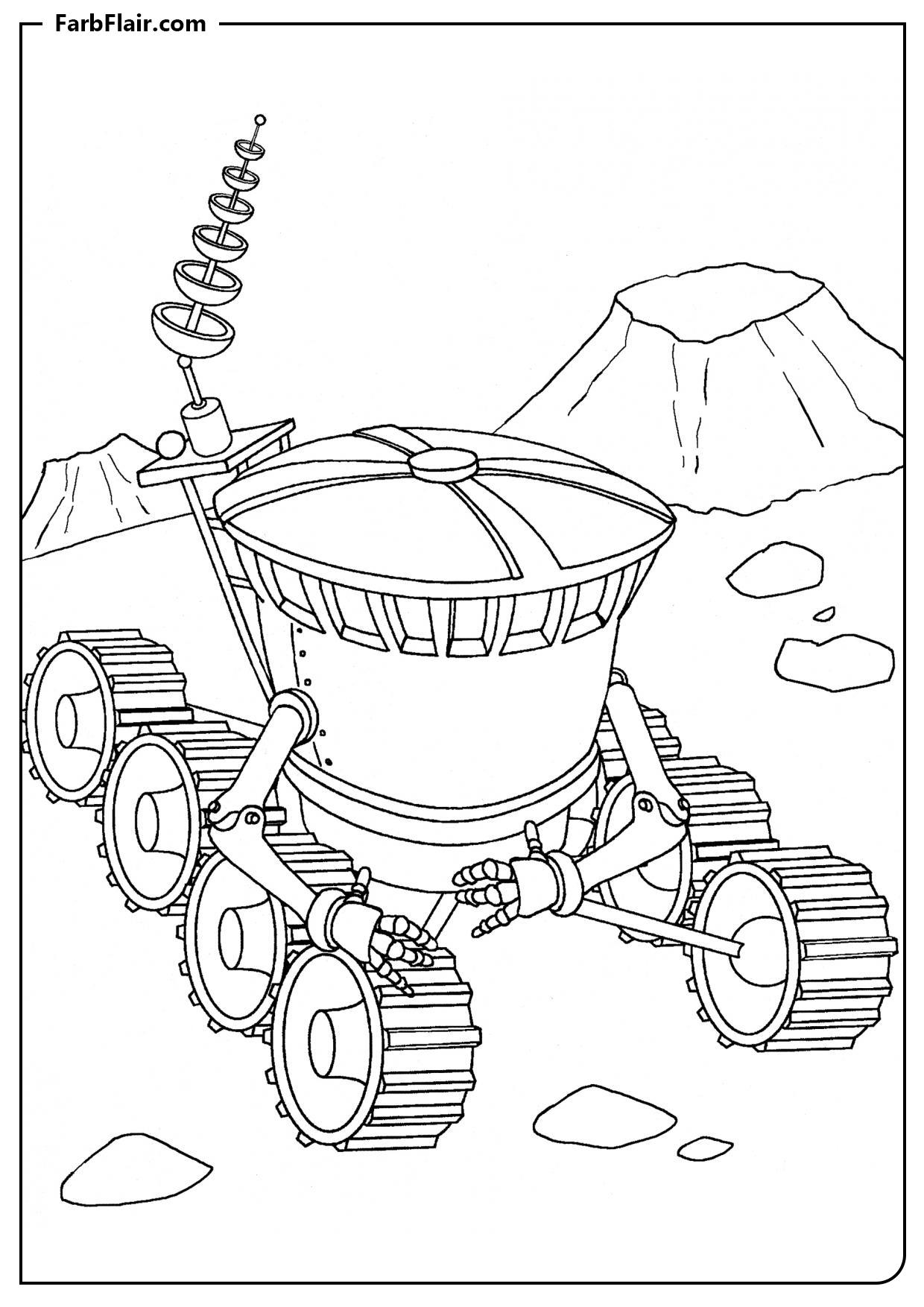 Ausmalbild Mondfahrzeug "Lunochod-1" Kostenloses