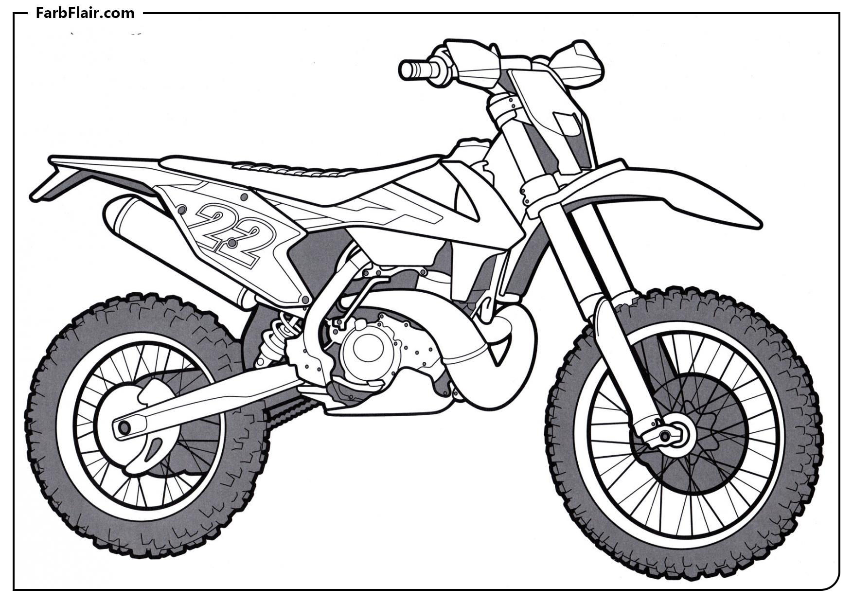 Ausmalbild Motocross-Motorrad SX 250 Kostenloses