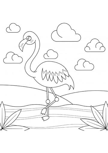 Ausmalbild Niedlicher Flamingo