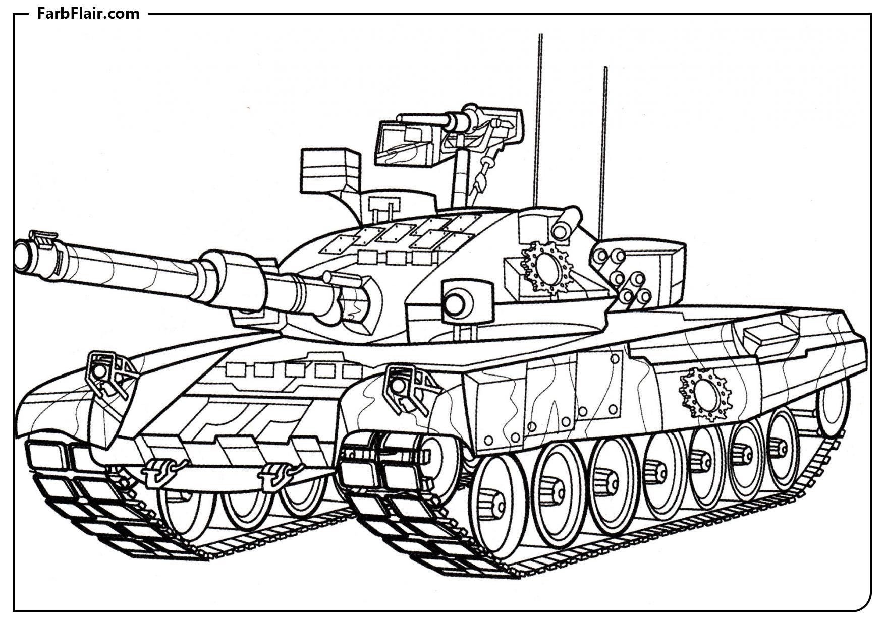 Ausmalbild Panzer T90 Kostenloses