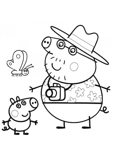 Ausmalbild Papa Wutz und Peppa