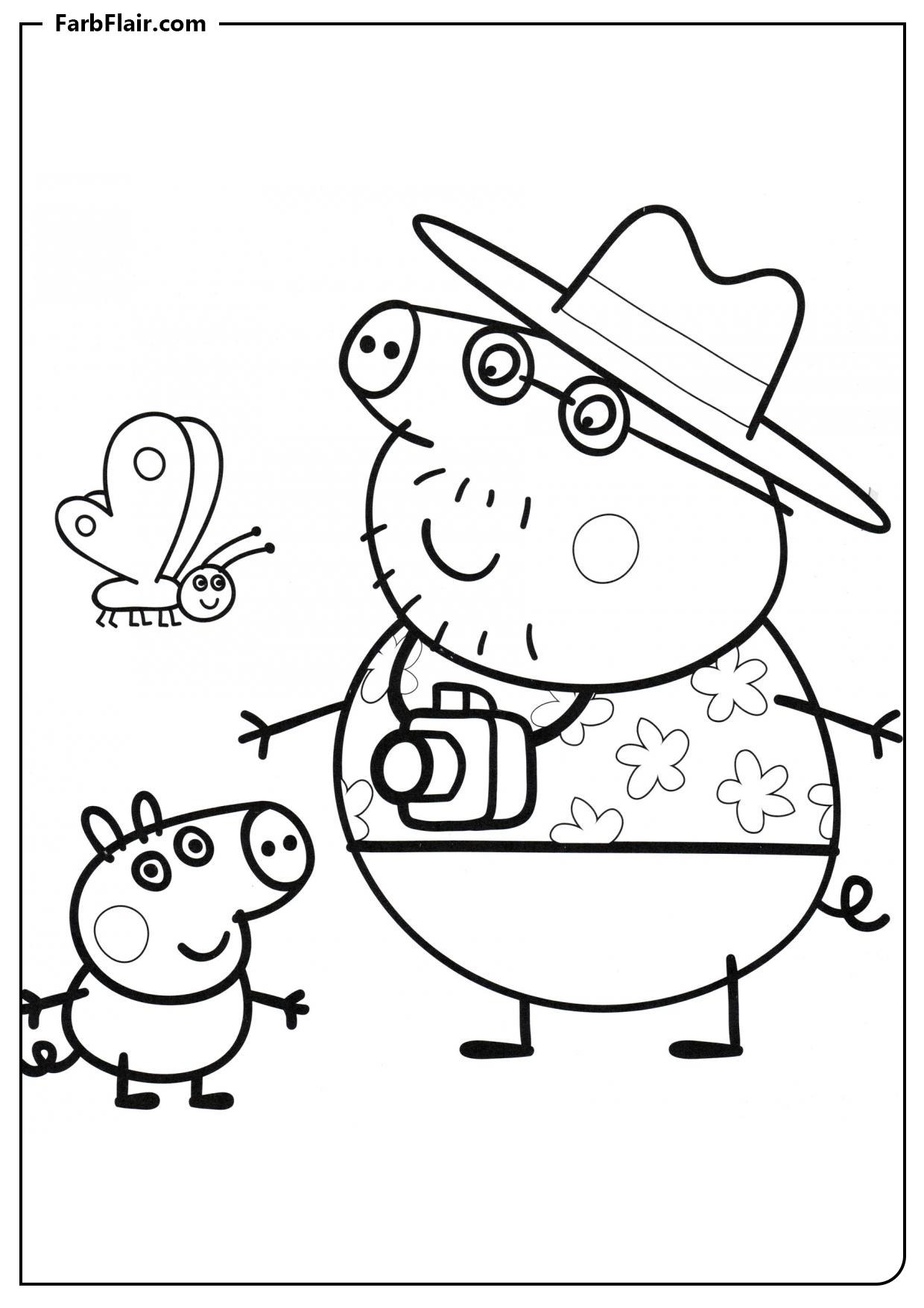 Ausmalbild Papa Wutz und Peppa Kostenloses