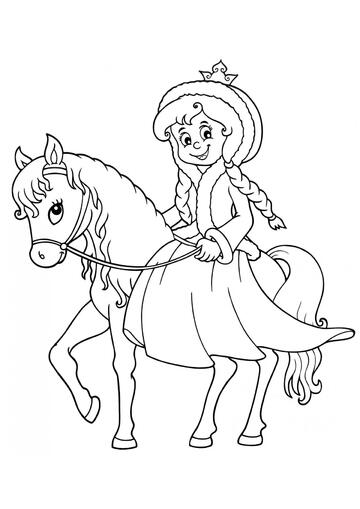 Ausmalbild Prinzessin auf dem Pferd