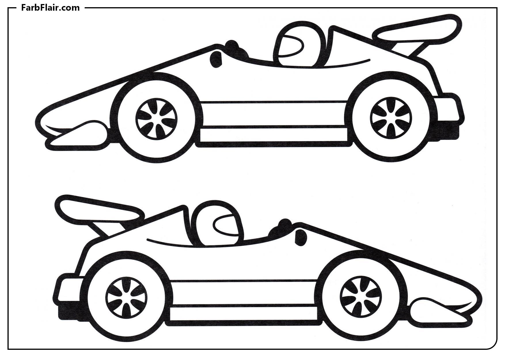Ausmalbild Zwei Rennwagen Kostenloses