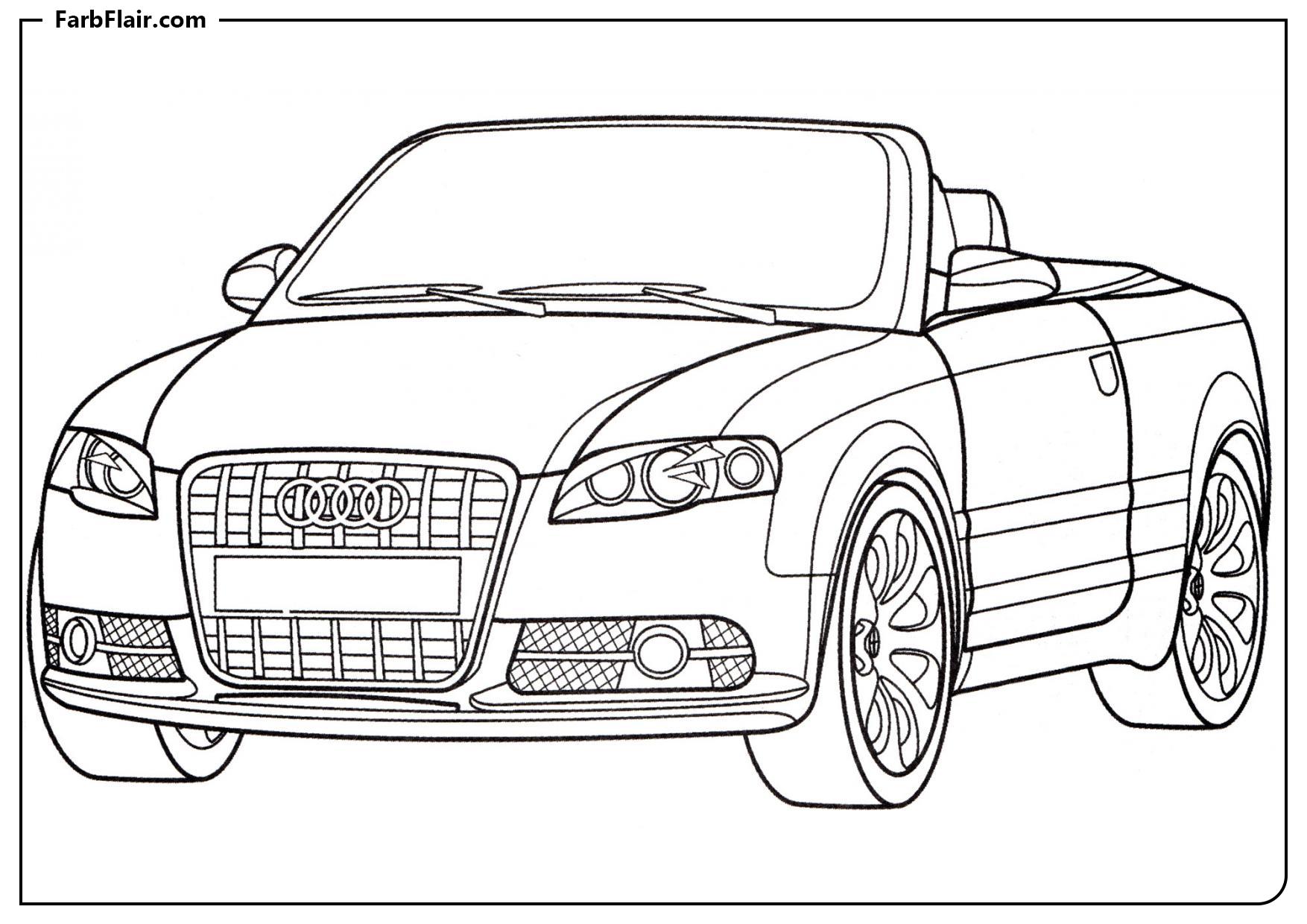 Ausmalbild Audi S5 Cabriolet Kostenloses