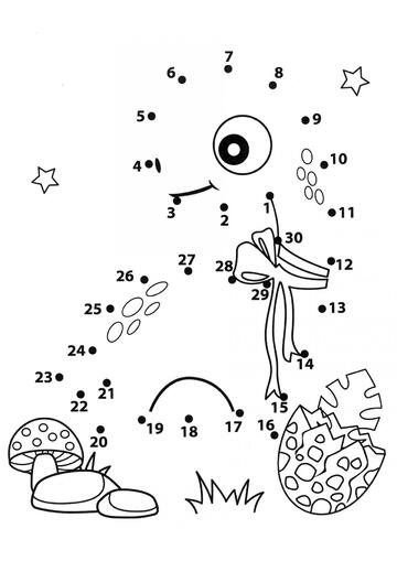 Ausmalbild Baby-Dinosaur mit einer Schleife