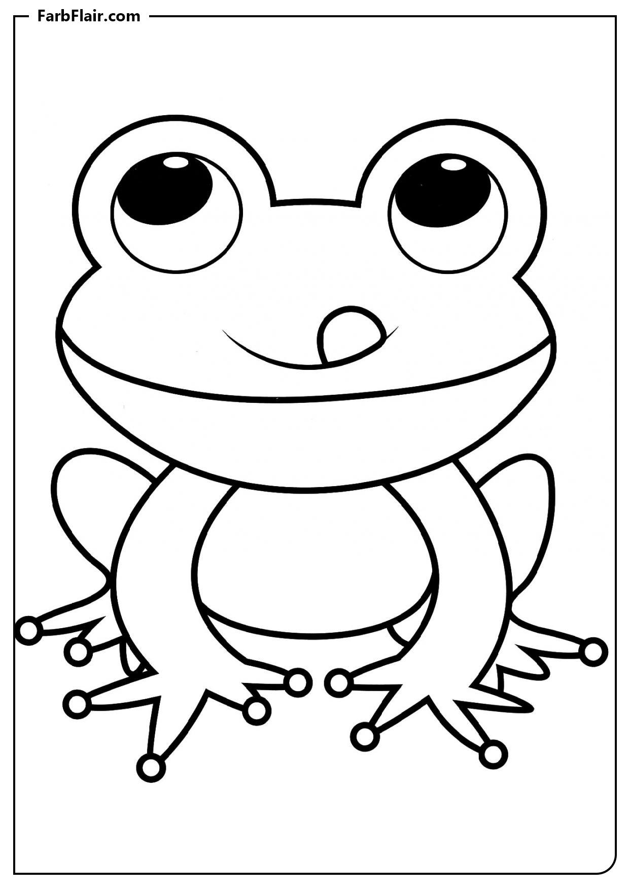 Ausmalbild Der kleine Frosch leckt sich die Lippen Kostenloses