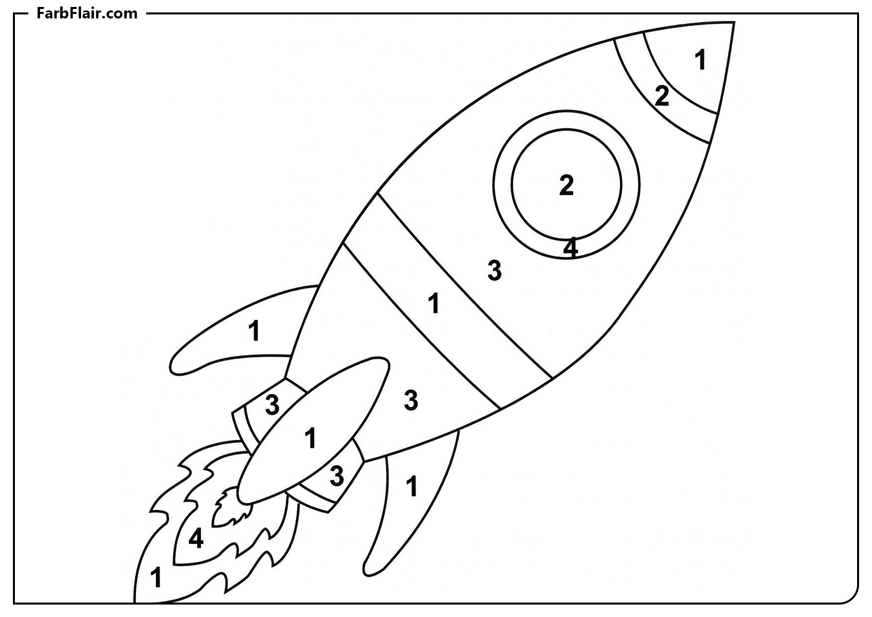 Ausmalbild Die Rakete startet Kostenloses