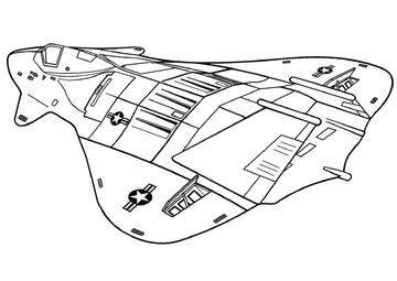 Ausmalbild F-19 Tarnkappenjäger