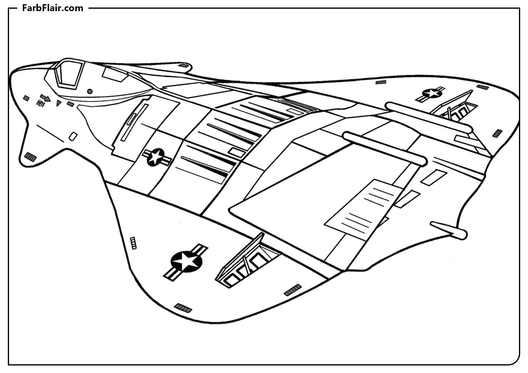 Ausmalbild F-19 Tarnkappenjäger Kostenloses