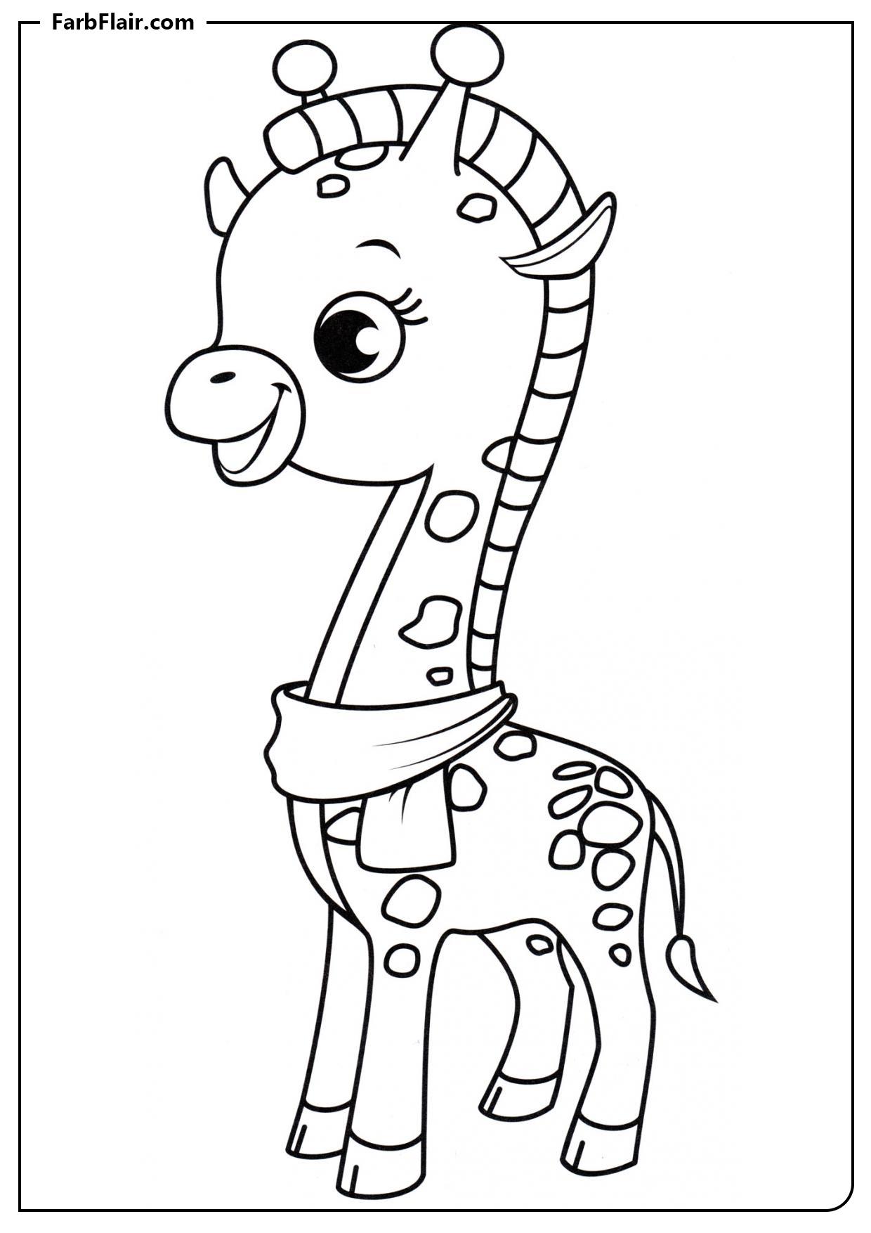 Ausmalbild Kleiner Giraffe Kostenloses