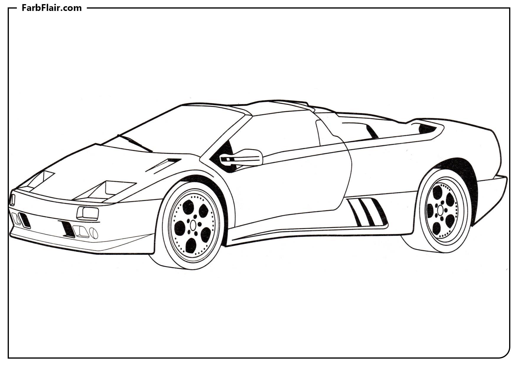 Ausmalbild Lamborghini Diablo Kostenloses