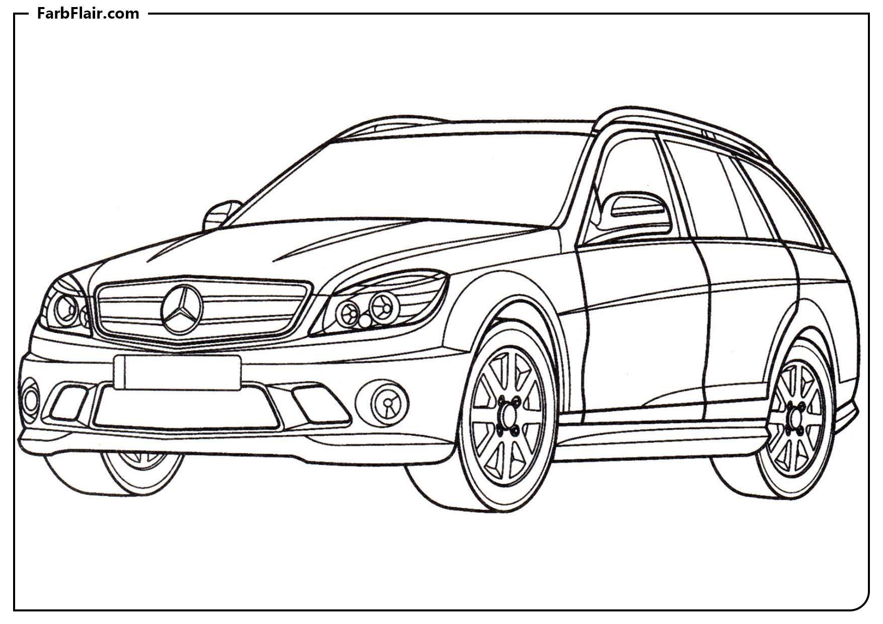 Ausmalbild Mercedes C63 AMG Kostenloses