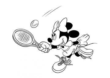 Ausmalbild Minnie fängt einen Tennisball