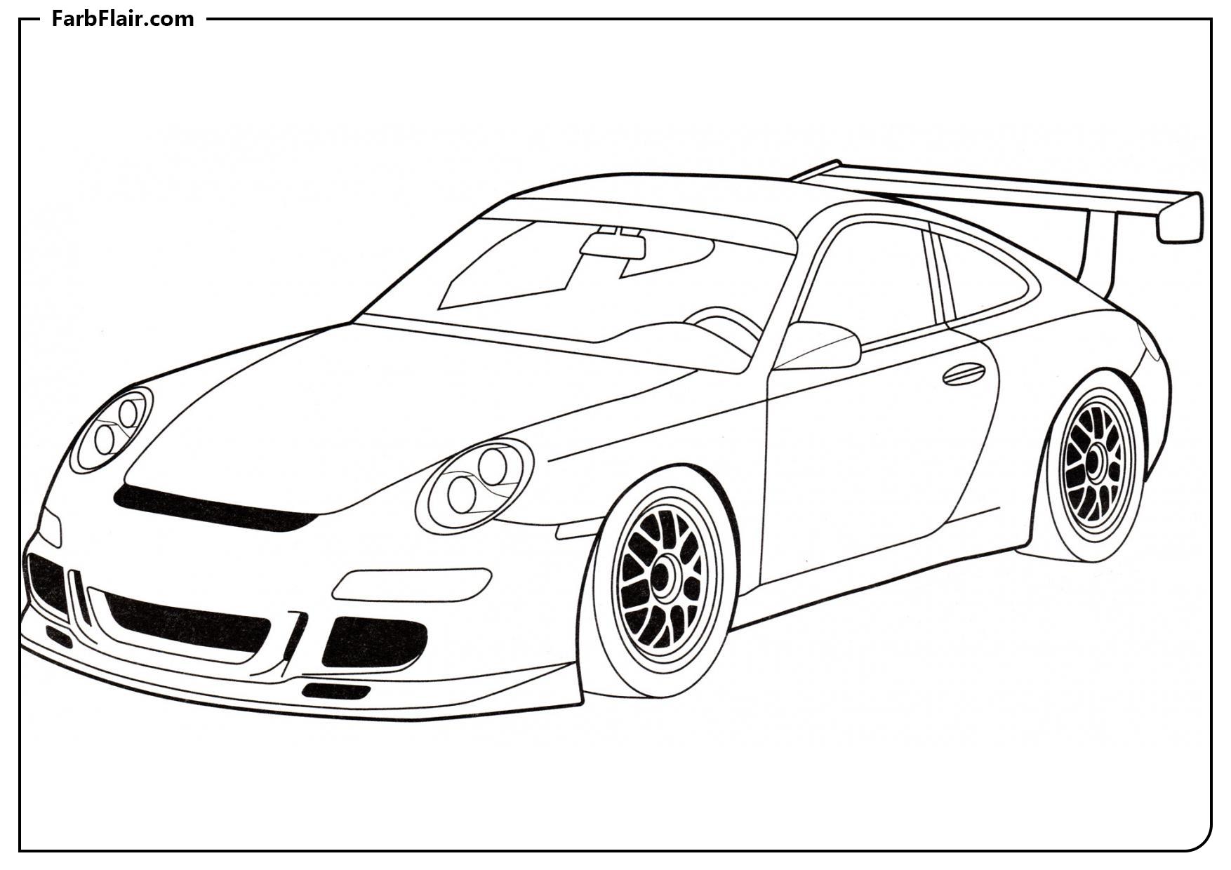 Ausmalbild Porsche 911 GT3 Kostenloses