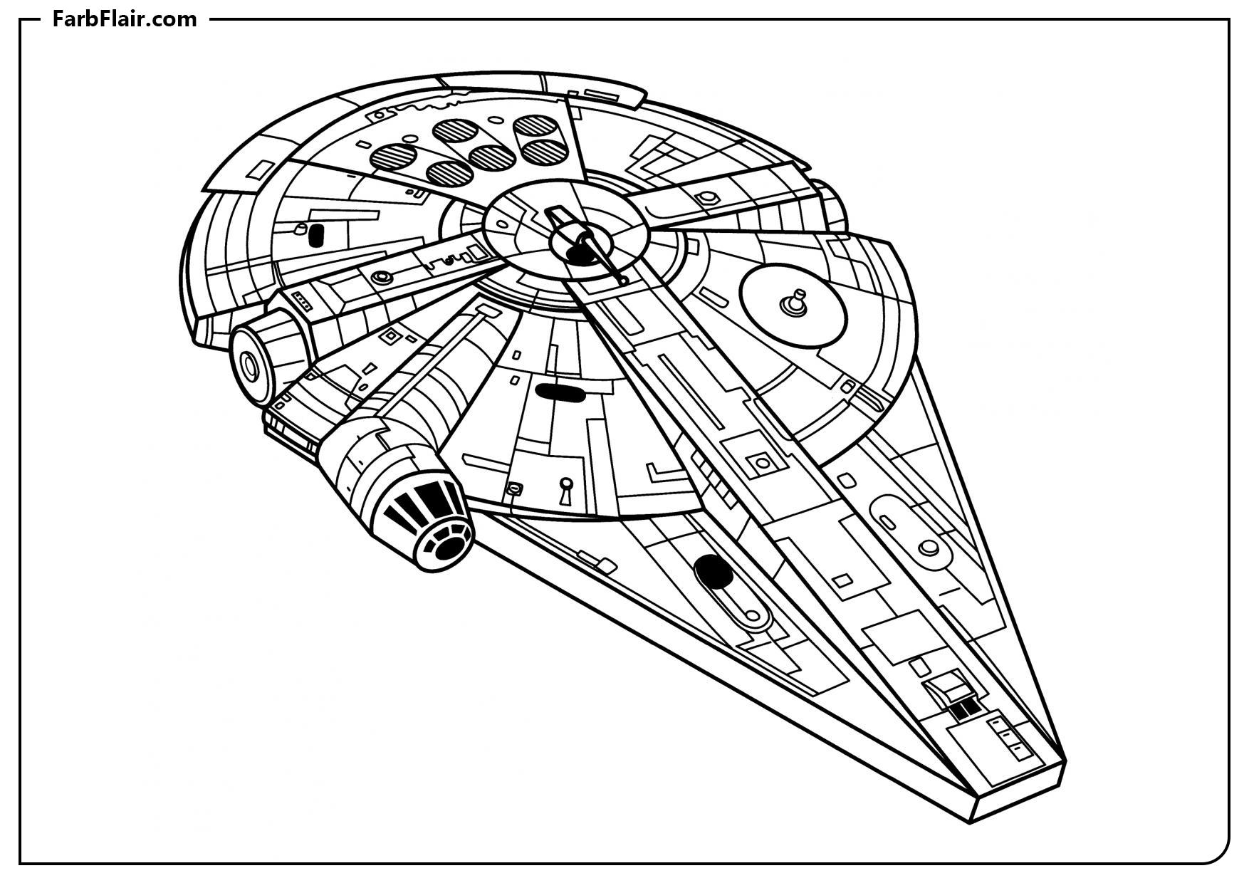 Ausmalbild Raumschiff "Millennium Falcon" Kostenloses