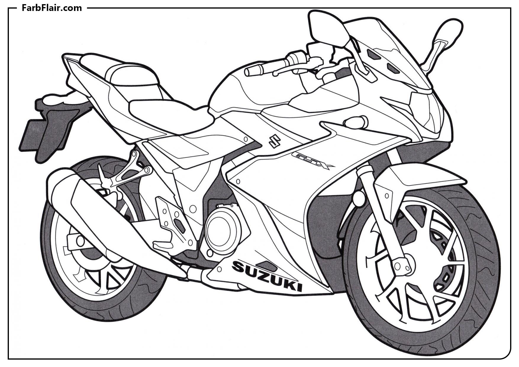 Ausmalbild Suzuki GSX-R 250 Kostenloses